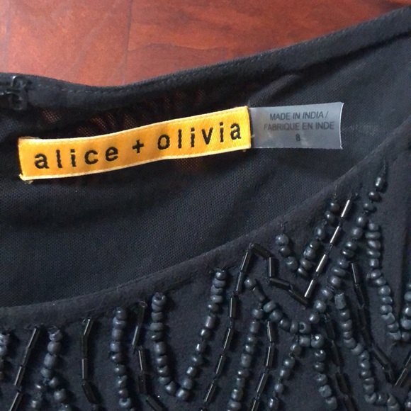 Alice + Olivia Augustine Dress. Size 8. Silk Black Beaded. - Picture 3 of 14